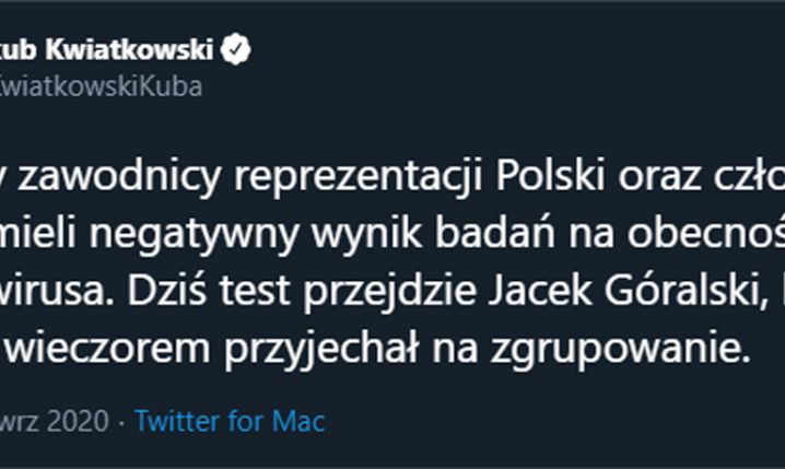 WYNIKI TESTÓW na koronawirusa w reprezentacji Polski